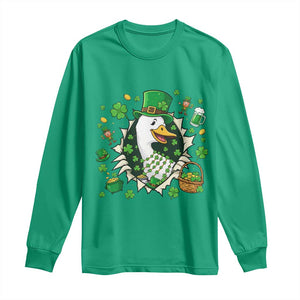 Funny Silly Irish Goose Long Sleeve Shirt St Patricks Day Celebration TS12 Irish Green Print Your Wear