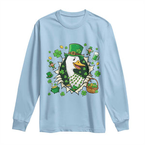 Funny Silly Irish Goose Long Sleeve Shirt St Patricks Day Celebration TS12 Light Blue Print Your Wear