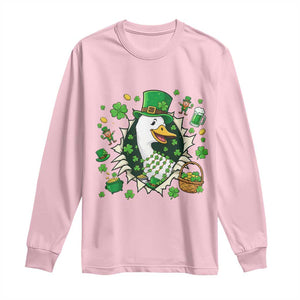 Funny Silly Irish Goose Long Sleeve Shirt St Patricks Day Celebration TS12 Light Pink Print Your Wear
