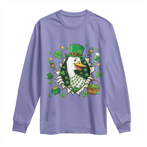Funny Silly Irish Goose Long Sleeve Shirt St Patricks Day Celebration TS12 Violet Print Your Wear