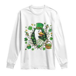 Funny Silly Irish Goose Long Sleeve Shirt St Patricks Day Celebration TS12 White Print Your Wear