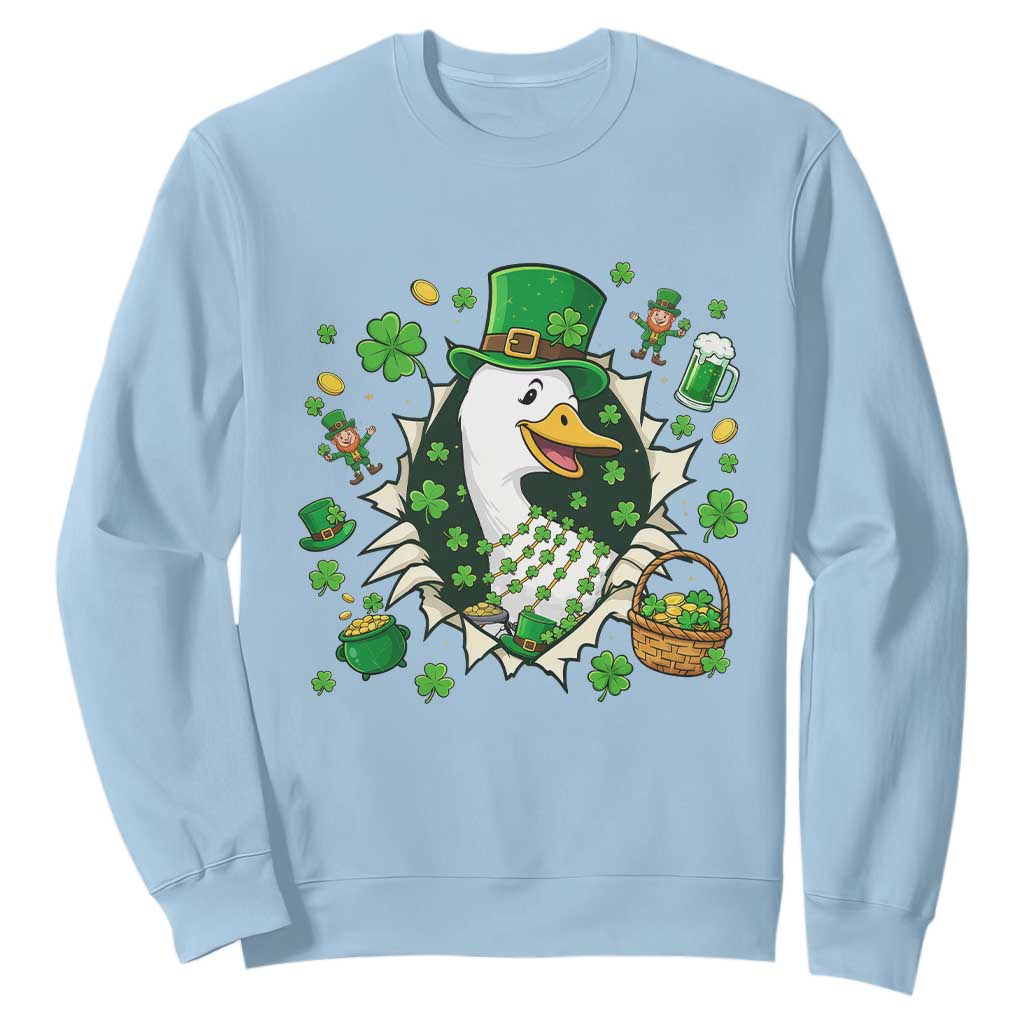 Funny Silly Irish Goose Sweatshirt St Patricks Day Celebration TS12 Light Blue Print Your Wear