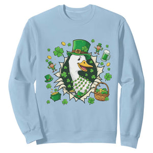 Funny Silly Irish Goose Sweatshirt St Patricks Day Celebration TS12 Light Blue Print Your Wear