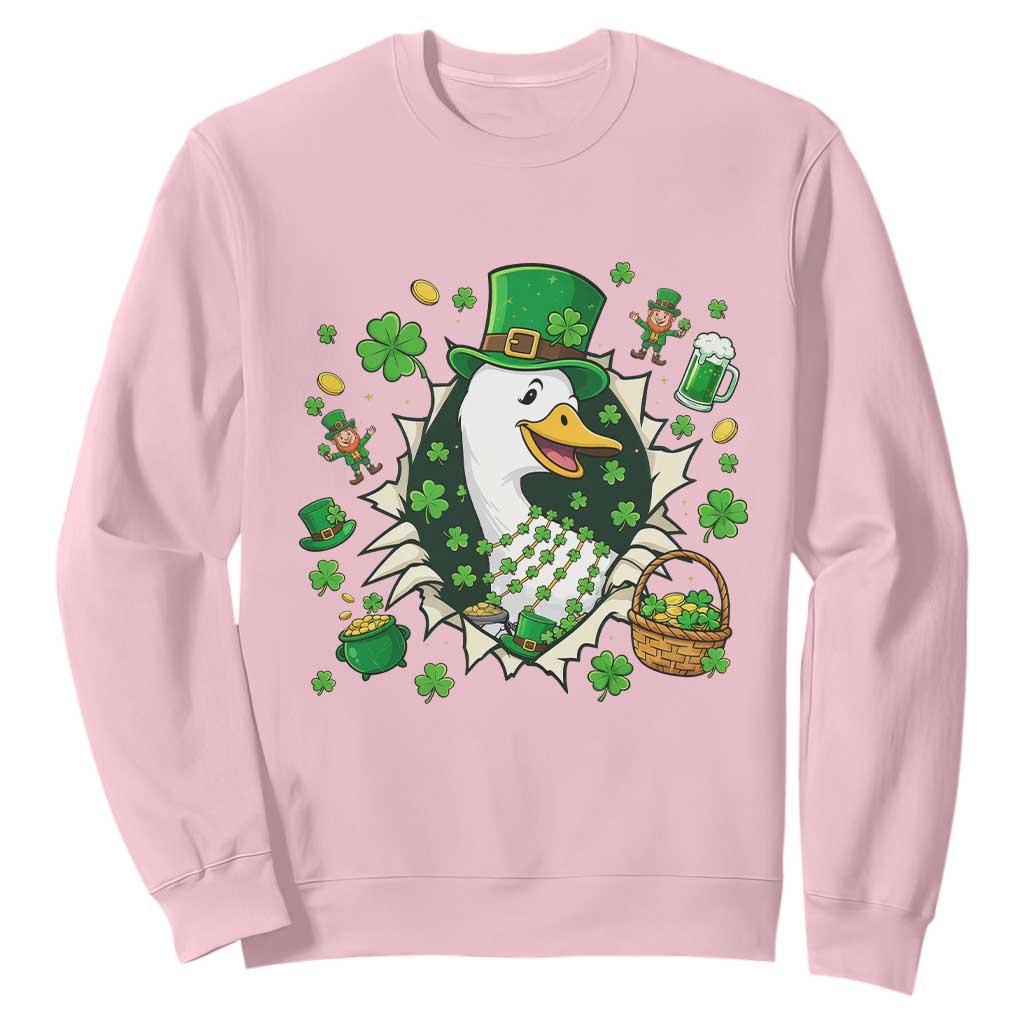 Funny Silly Irish Goose Sweatshirt St Patricks Day Celebration TS12 Light Pink Print Your Wear