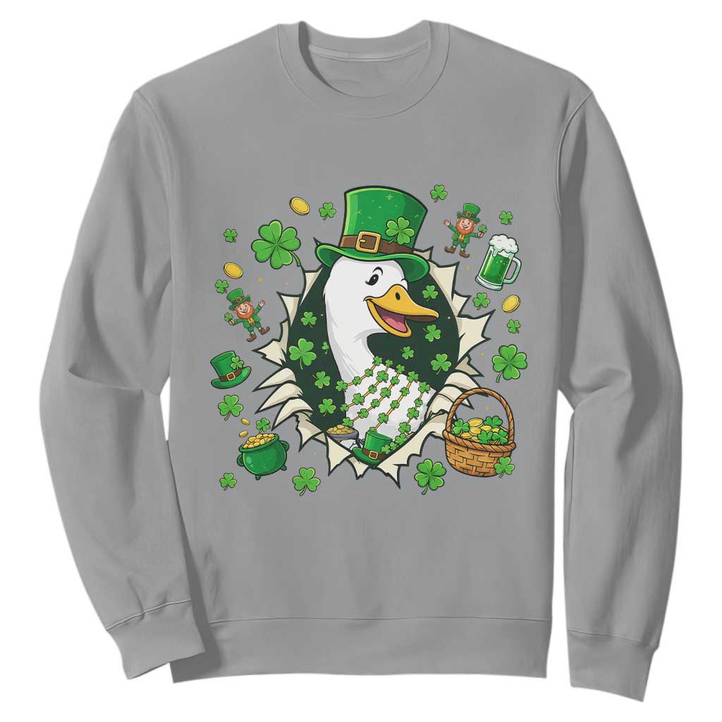 Funny Silly Irish Goose Sweatshirt St Patricks Day Celebration TS12 Sport Gray Print Your Wear