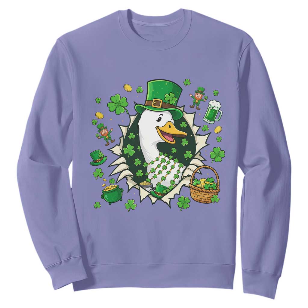 Funny Silly Irish Goose Sweatshirt St Patricks Day Celebration TS12 Violet Print Your Wear