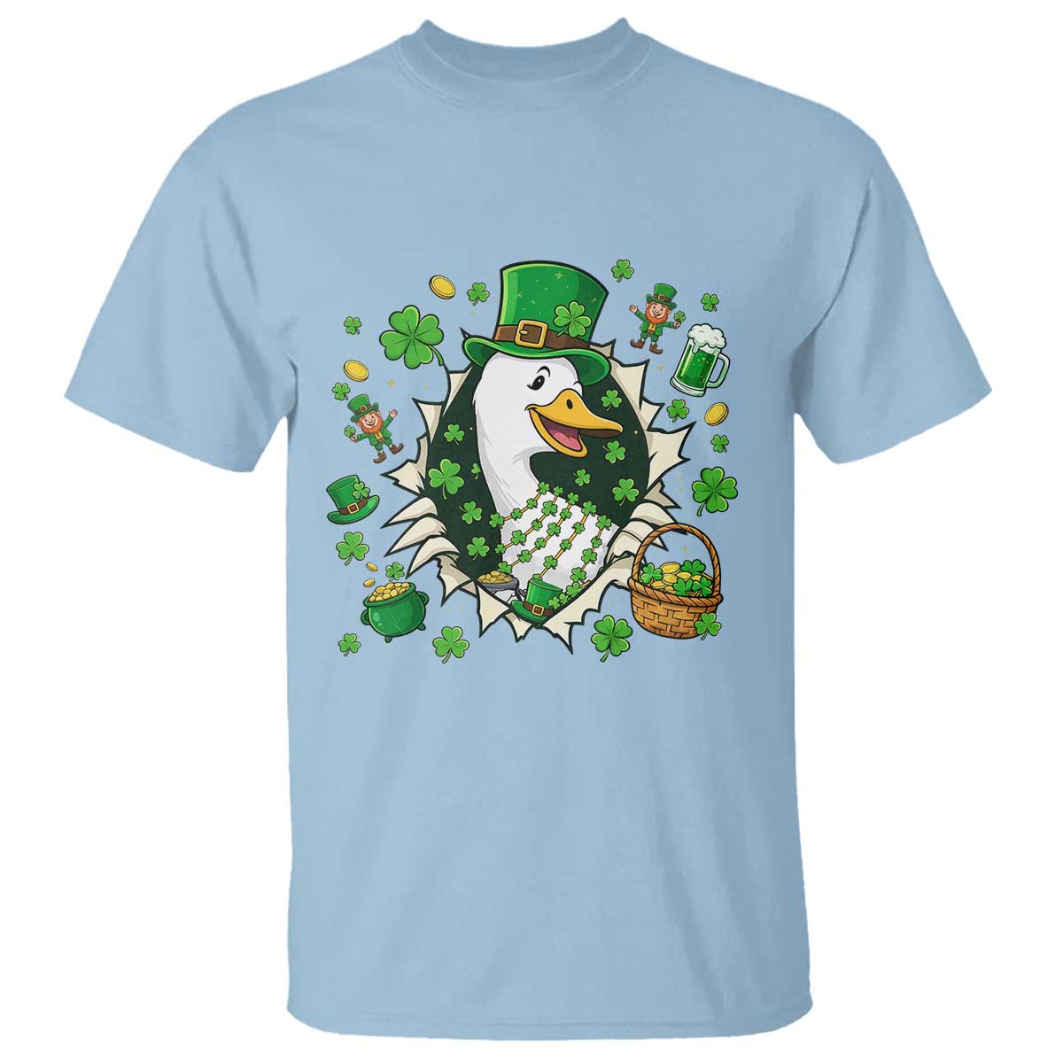 Funny Silly Irish Goose T Shirt St Patricks Day Celebration TS12 Light Blue Print Your Wear