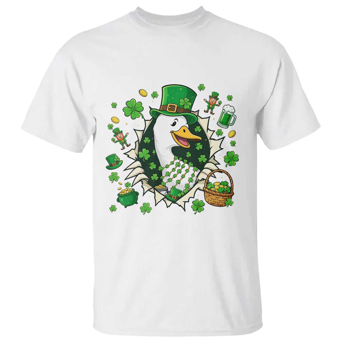Funny Silly Irish Goose T Shirt St Patricks Day Celebration TS12 White Print Your Wear
