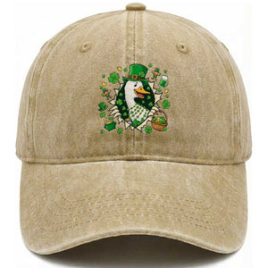 Funny Silly Irish Goose Washed Cotton Baseball Cap St Patricks Day Celebration TS12 Print Your Wear
