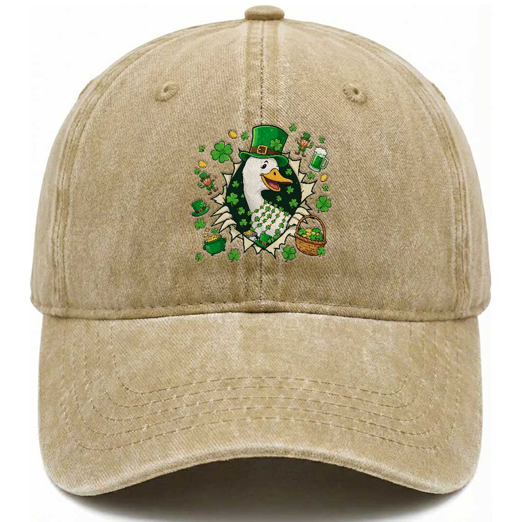 Funny Silly Irish Goose Washed Cotton Baseball Cap St Patricks Day Celebration TS12 Print Your Wear