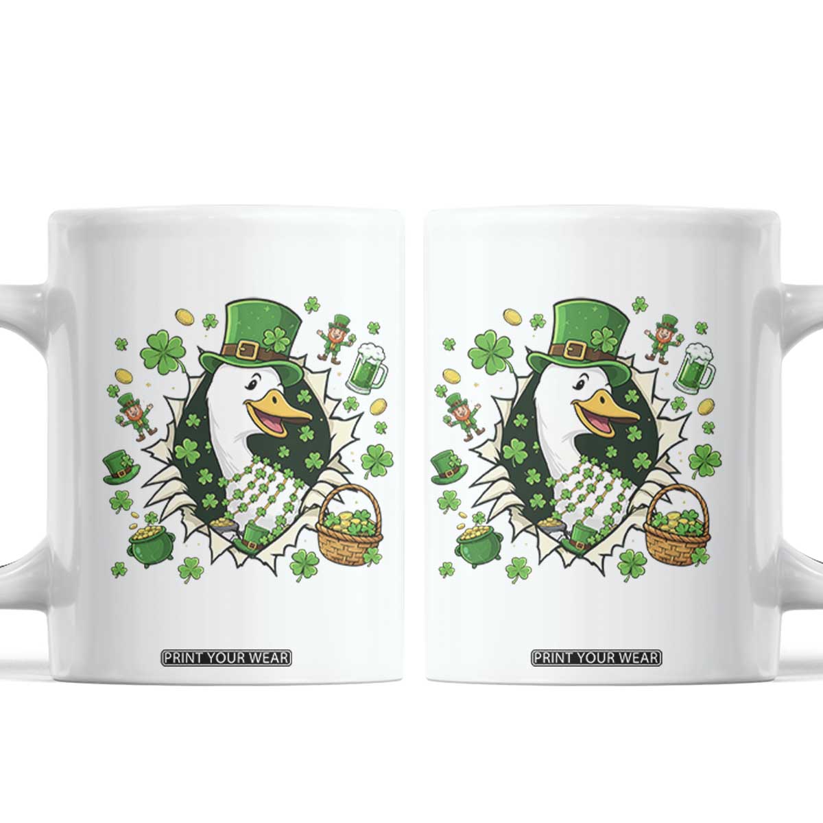 Funny Silly Irish Goose Coffee Mug St Patricks Day Celebration TS12 White Print Your Wear
