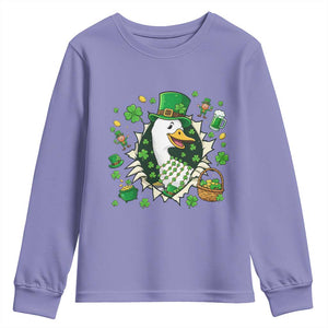 Funny Silly Irish Goose Youth Sweatshirt St Patricks Day Celebration TS12 Violet Print Your Wear