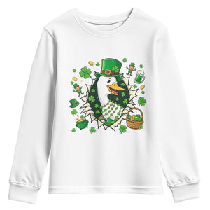 Funny Silly Irish Goose Youth Sweatshirt St Patricks Day Celebration TS12 White Print Your Wear
