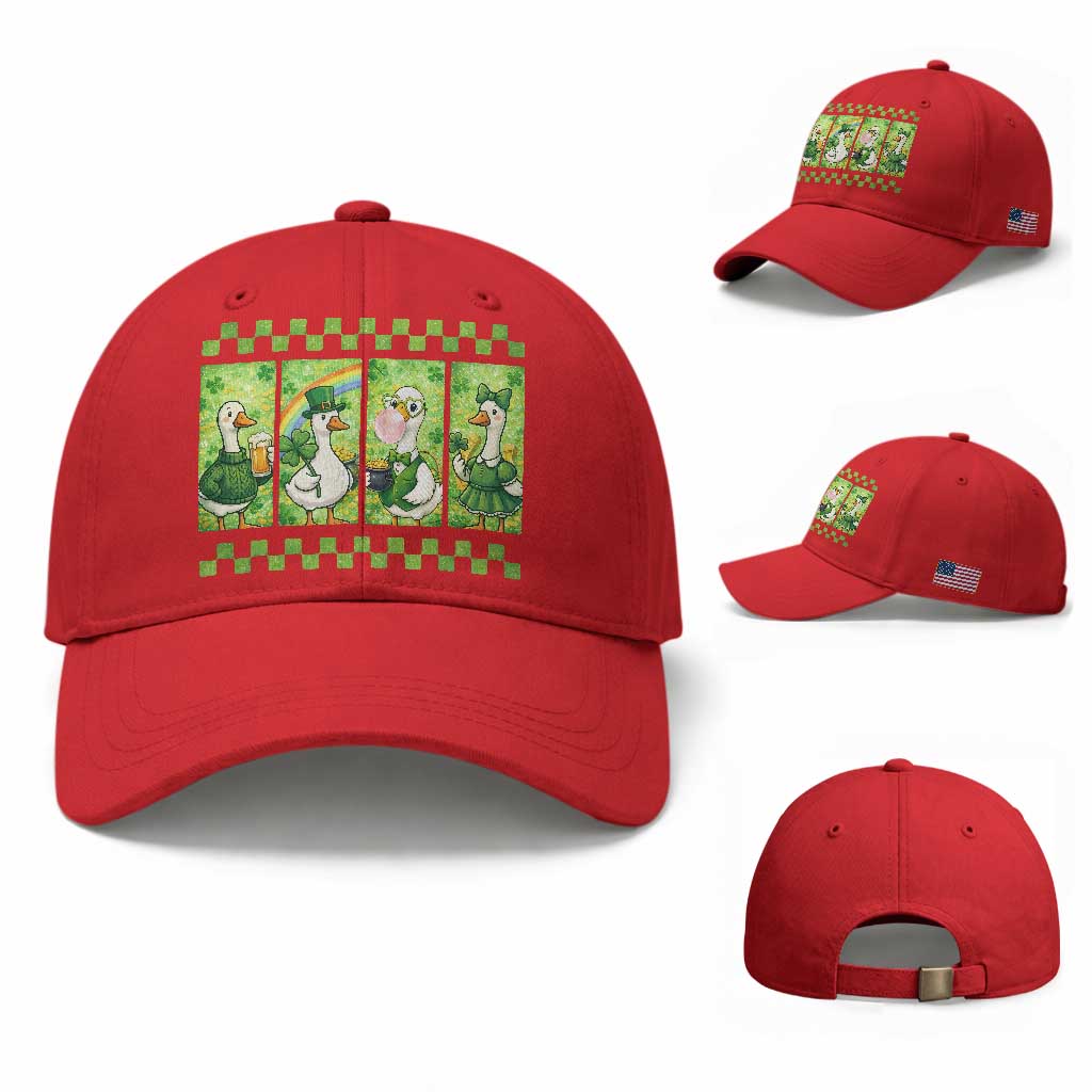 Funny Silly Irish Goose Baseball Cap St Patricks Day Goose Lover Gift TS12 Baseball Cap Universal Fit Red Print Your Wear