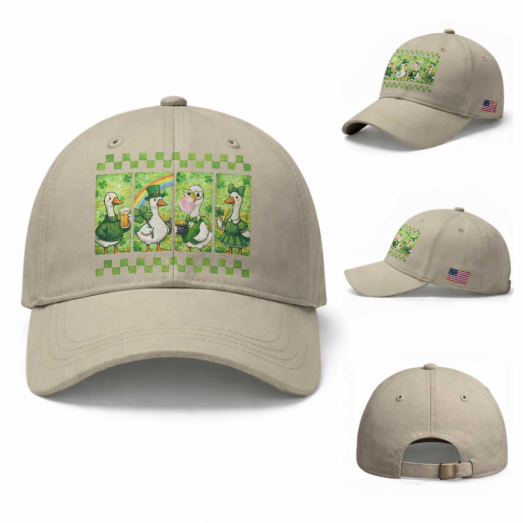 Funny Silly Irish Goose Baseball Cap St Patricks Day Goose Lover Gift TS12 Baseball Cap Universal Fit Beige Print Your Wear