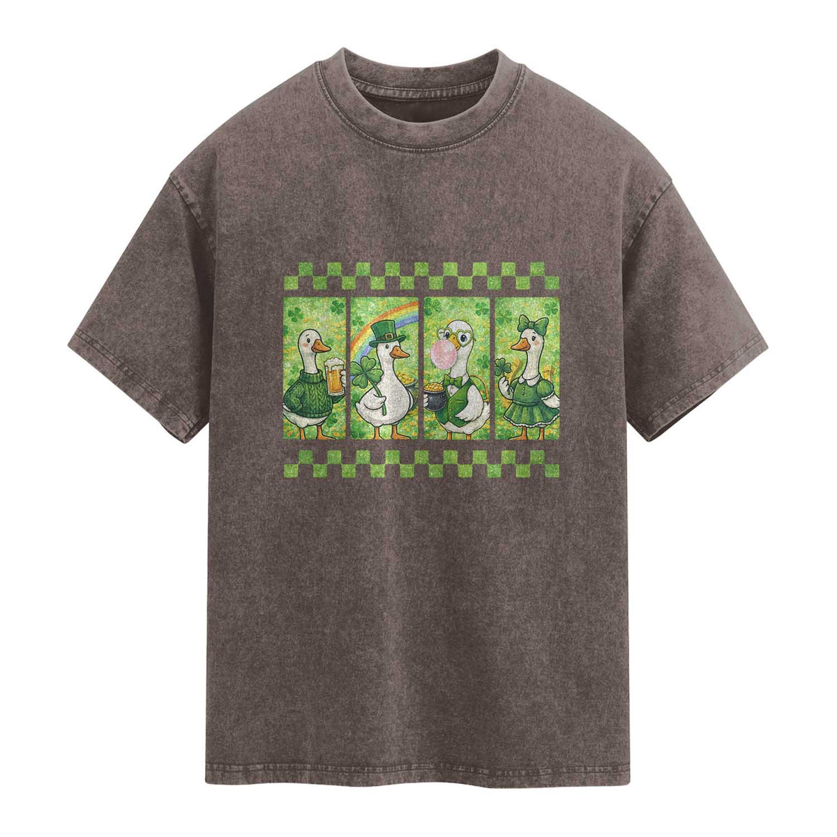 Funny Silly Irish Goose Washed Cotton T-Shirt St Patricks Day Goose Lover Gift