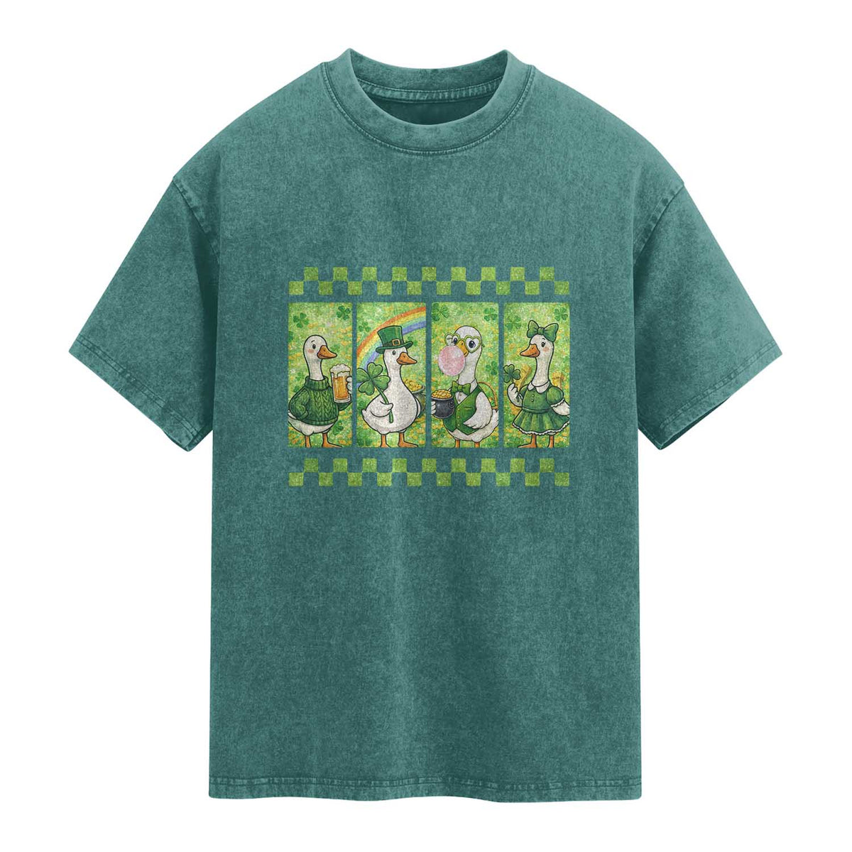 Funny Silly Irish Goose Washed Cotton T-Shirt St Patricks Day Goose Lover Gift