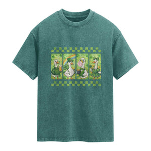 Funny Silly Irish Goose Washed Cotton T-Shirt St Patricks Day Goose Lover Gift