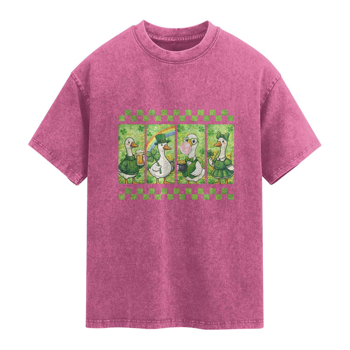 Funny Silly Irish Goose Washed Cotton T-Shirt St Patricks Day Goose Lover Gift