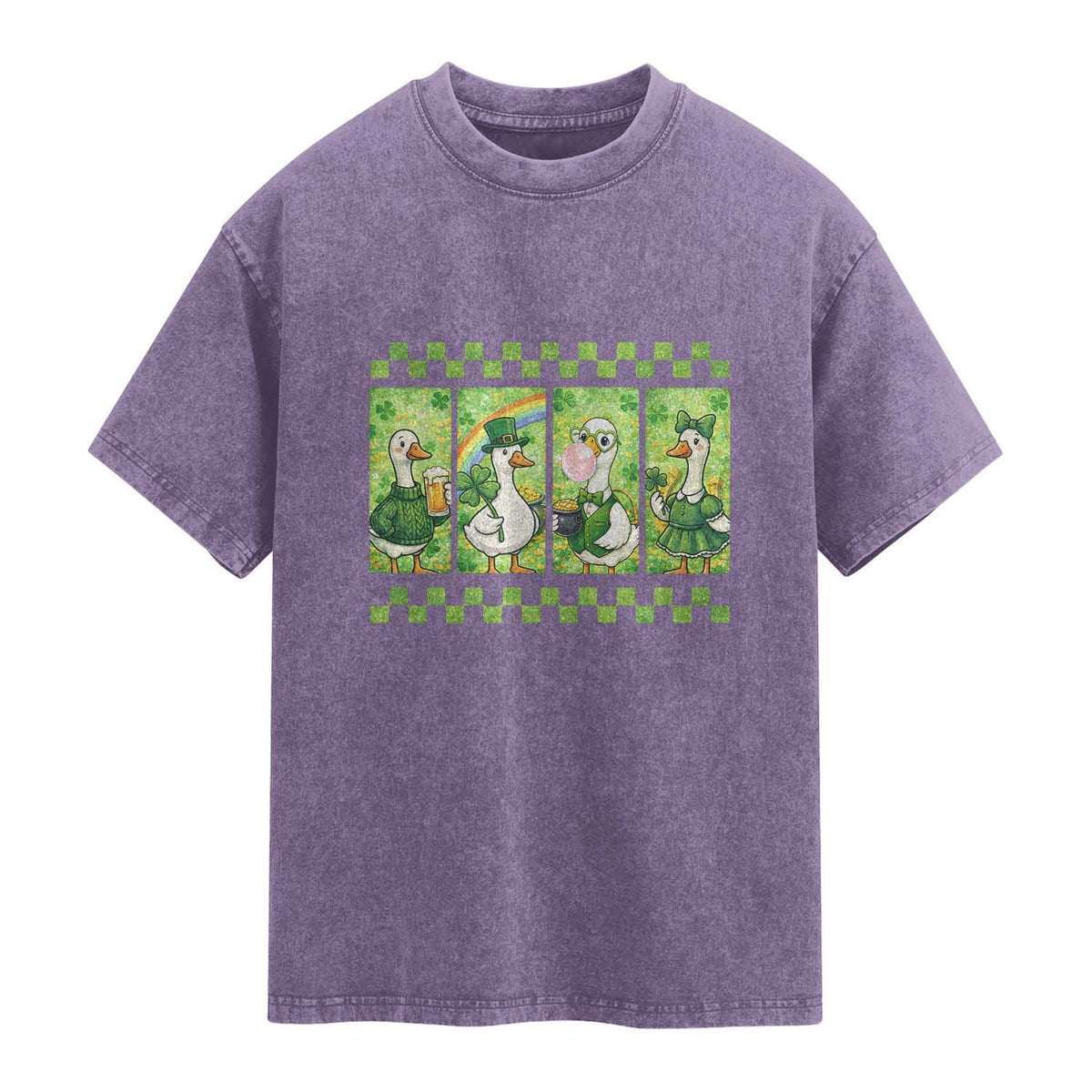Funny Silly Irish Goose Washed Cotton T-Shirt St Patricks Day Goose Lover Gift