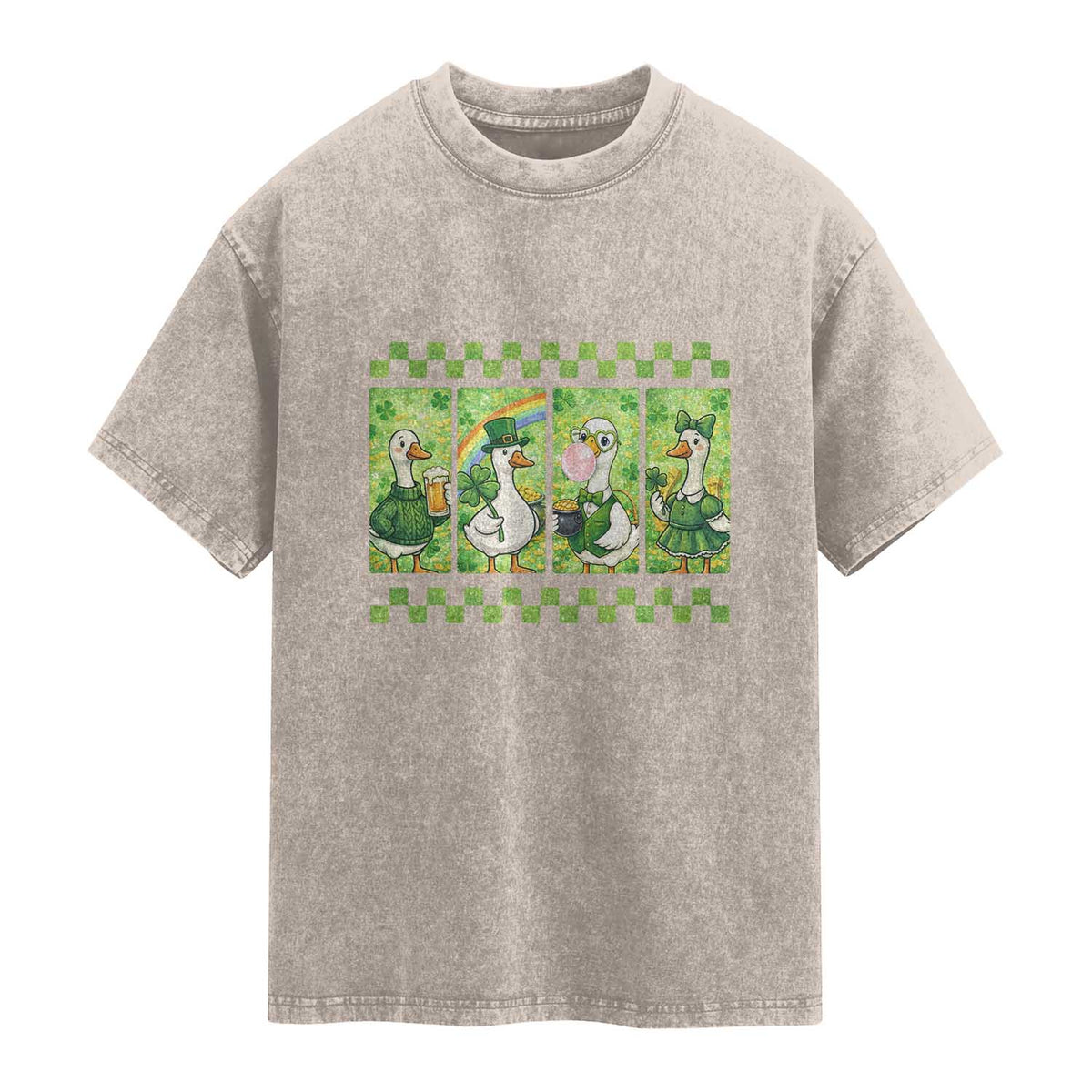 Funny Silly Irish Goose Washed Cotton T-Shirt St Patricks Day Goose Lover Gift
