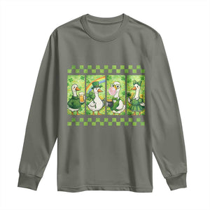 Funny Silly Irish Goose Long Sleeve Shirt St Patricks Day Goose Lover Gift TS12 Military Green Print Your Wear