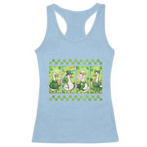 Funny Silly Irish Goose Racerback Tank Top St Patricks Day Goose Lover Gift TS12 Light Blue Print Your Wear