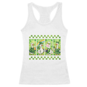 Funny Silly Irish Goose Racerback Tank Top St Patricks Day Goose Lover Gift TS12 White Print Your Wear
