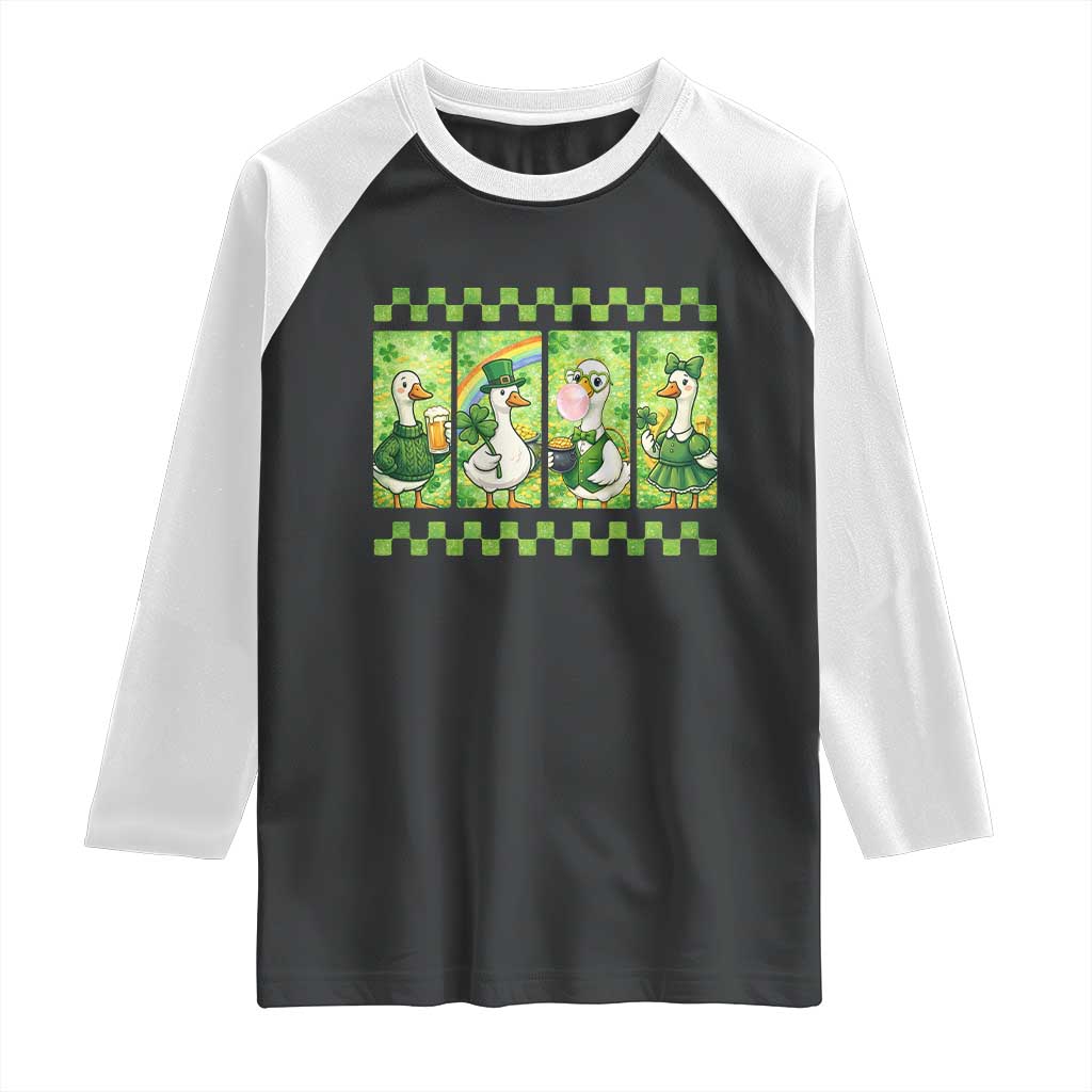 Funny Silly Irish Goose Raglan Shirt St Patricks Day Goose Lover Gift TS12 Black White Print Your Wear