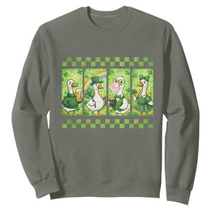 Funny Silly Irish Goose Sweatshirt St Patricks Day Goose Lover Gift TS12 Military Green Print Your Wear
