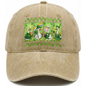 Funny Silly Irish Goose Washed Cotton Baseball Cap St Patricks Day Goose Lover Gift TS12 Print Your Wear