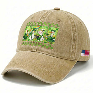 Funny Silly Irish Goose Washed Cotton Baseball Cap St Patricks Day Goose Lover Gift TS12 Print Your Wear