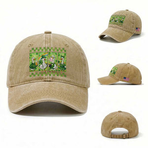 Funny Silly Irish Goose Washed Cotton Baseball Cap St Patricks Day Goose Lover Gift TS12 Washed Cap Universal Fit Khaki Print Your Wear