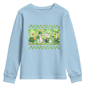 Funny Silly Irish Goose Youth Sweatshirt St Patricks Day Goose Lover Gift TS12 Light Blue Print Your Wear