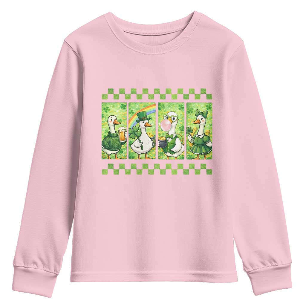 Funny Silly Irish Goose Youth Sweatshirt St Patricks Day Goose Lover Gift TS12 Light Pink Print Your Wear