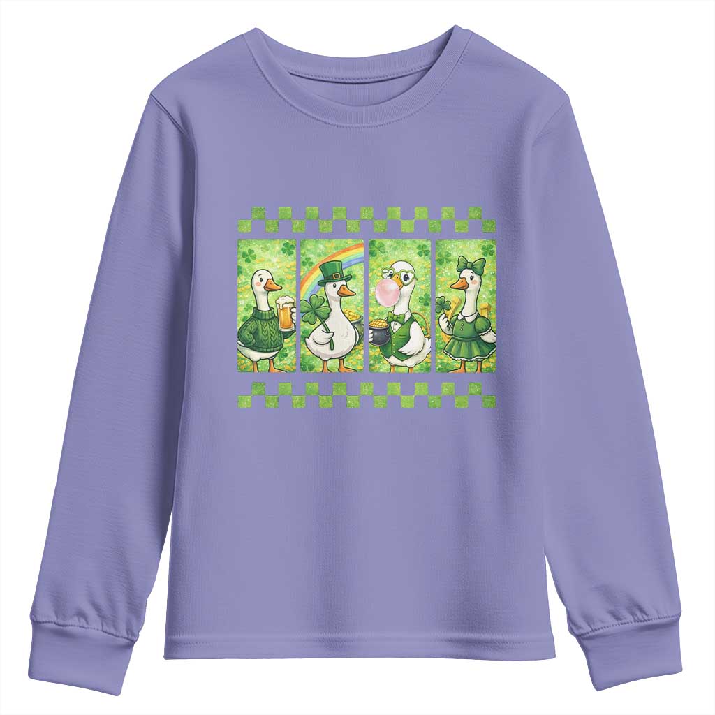Funny Silly Irish Goose Youth Sweatshirt St Patricks Day Goose Lover Gift TS12 Violet Print Your Wear