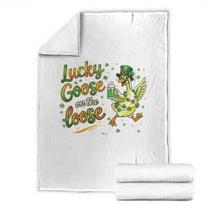 Retro Clover Duck Throw Blanket Lucky Goose On The Loose TS12 White Print Your Wear