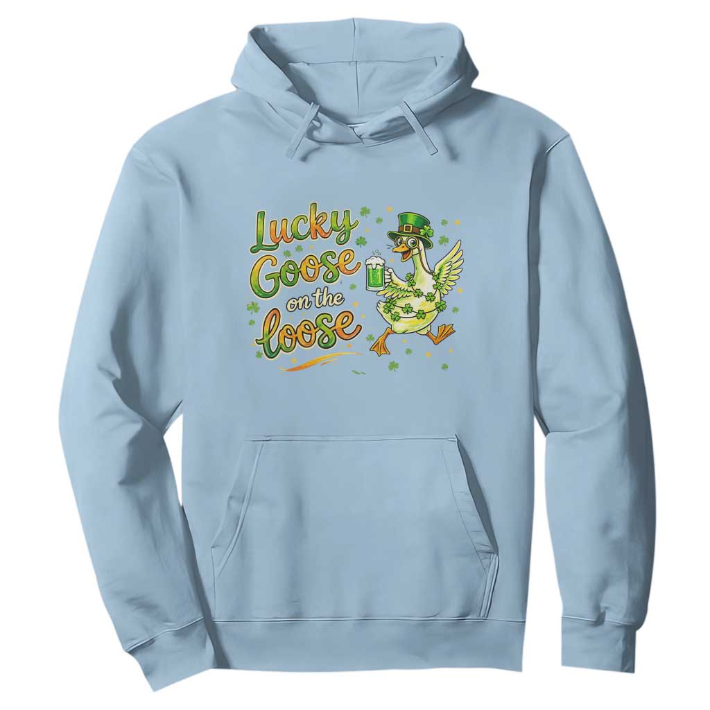 Retro Clover Duck Hoodie Lucky Goose On The Loose TS12 Light Blue Print Your Wear