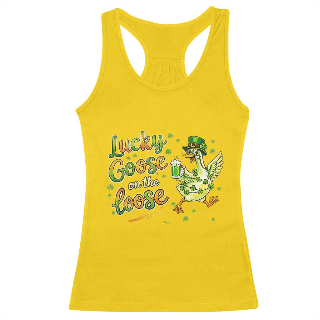 Retro Clover Duck Racerback Tank Top Lucky Goose On The Loose TS12 Daisy Print Your Wear