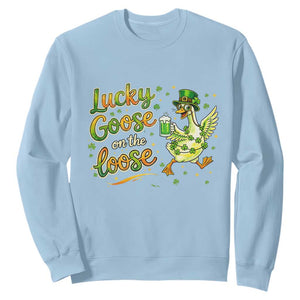 Retro Clover Duck Sweatshirt Lucky Goose On The Loose TS12 Light Blue Print Your Wear