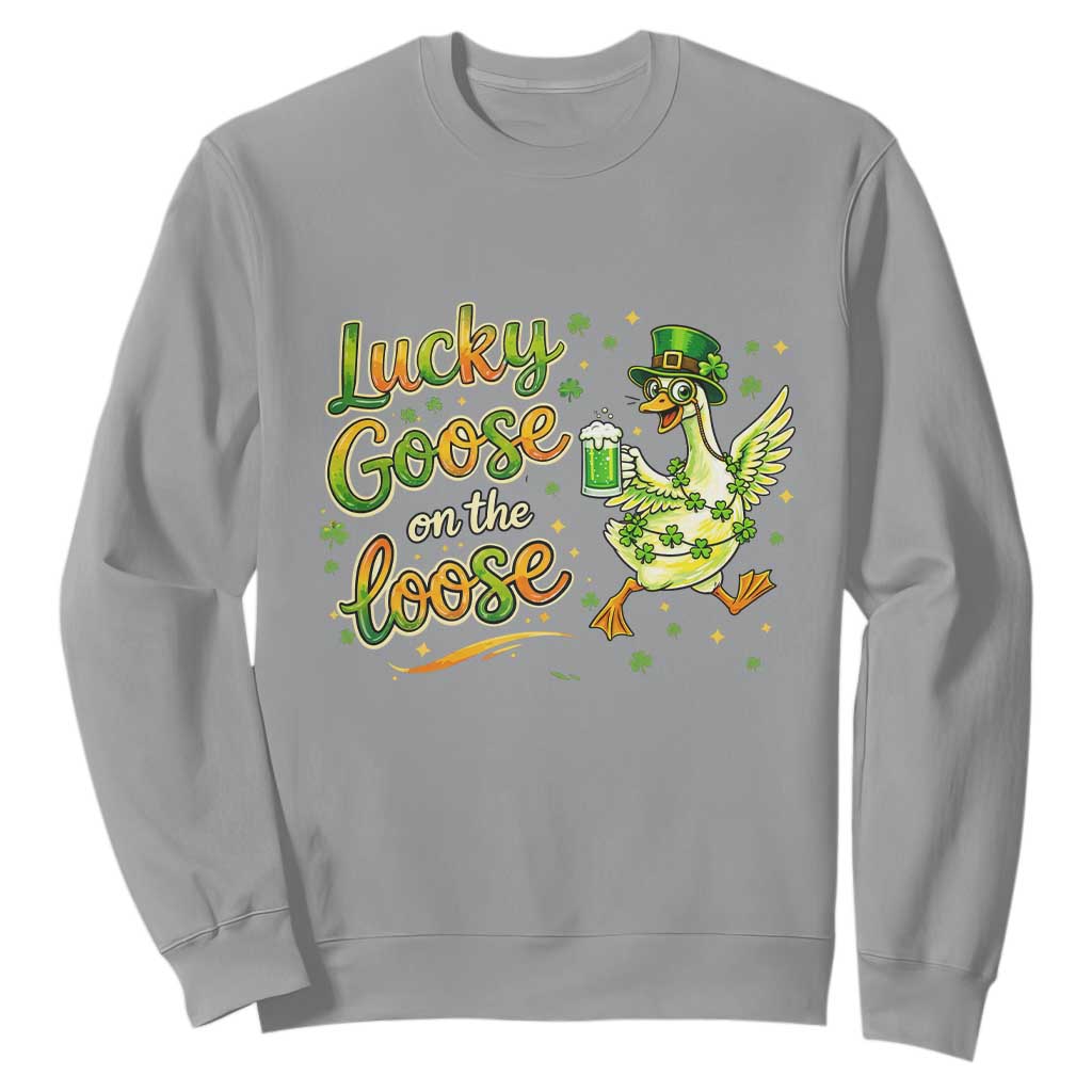 Retro Clover Duck Sweatshirt Lucky Goose On The Loose TS12 Sport Gray Print Your Wear