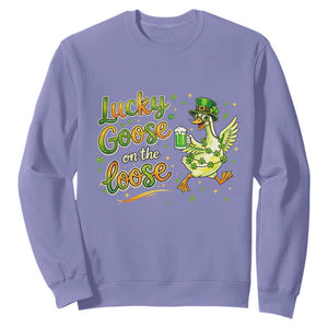 Retro Clover Duck Sweatshirt Lucky Goose On The Loose TS12 Violet Print Your Wear