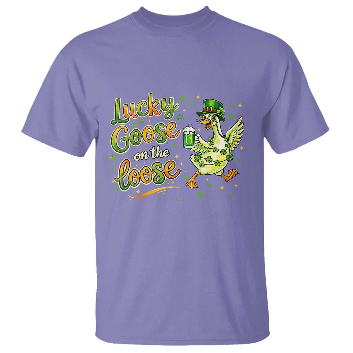 Retro Clover Duck T Shirt Lucky Goose On The Loose TS12 Violet Print Your Wear