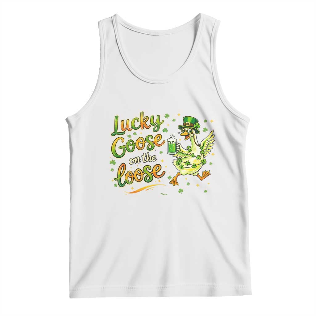 Retro Clover Duck Tank Top Lucky Goose On The Loose TS12 White Print Your Wear