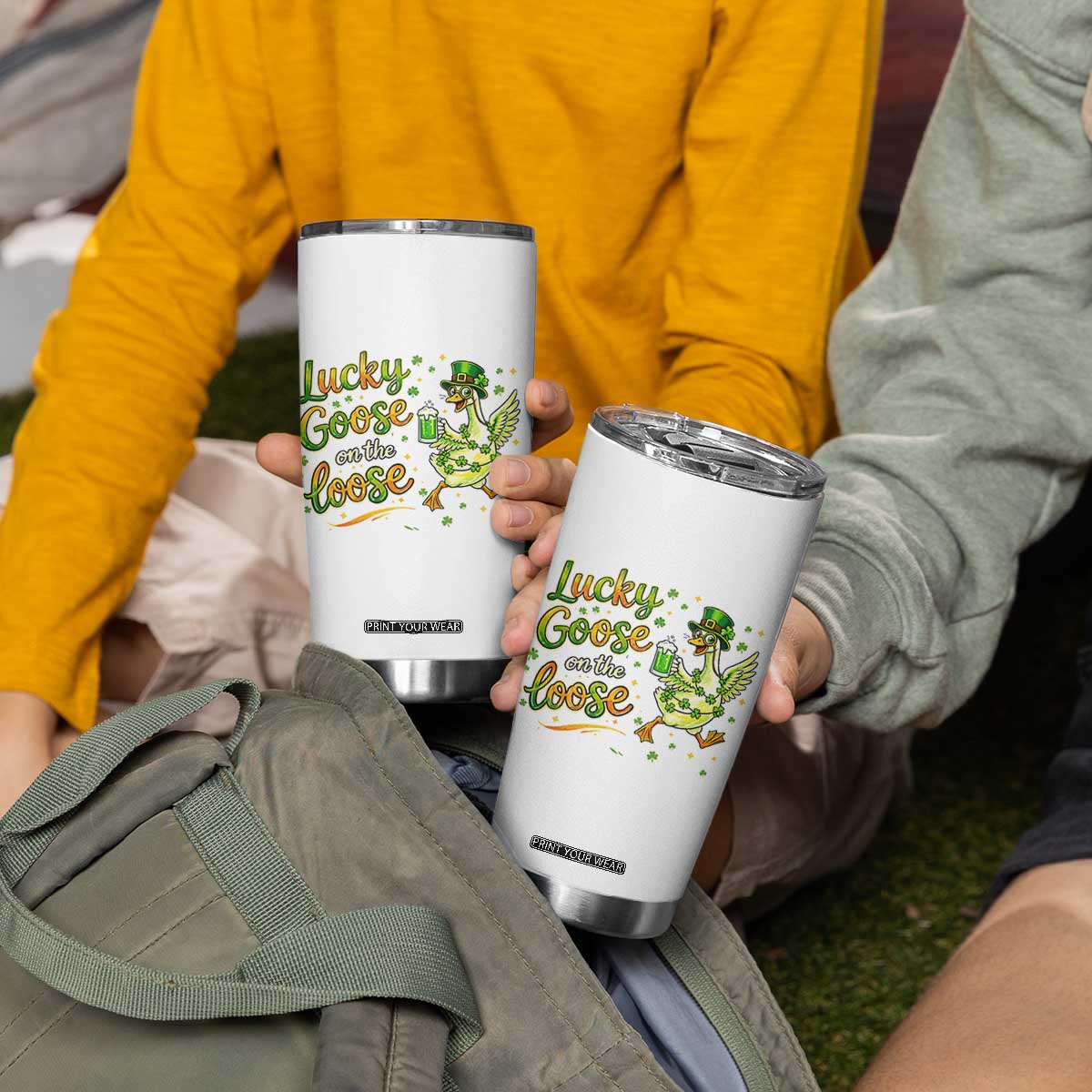 Retro Clover Duck Tumbler Cup Lucky Goose On The Loose TS12 Print Your Wear