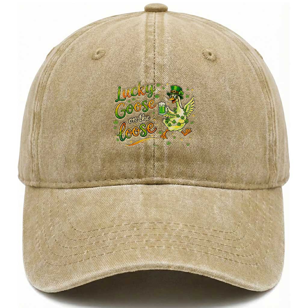 Retro Clover Duck Washed Cotton Baseball Cap Lucky Goose On The Loose TS12 Print Your Wear