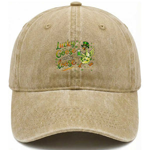 Retro Clover Duck Washed Cotton Baseball Cap Lucky Goose On The Loose TS12 Print Your Wear