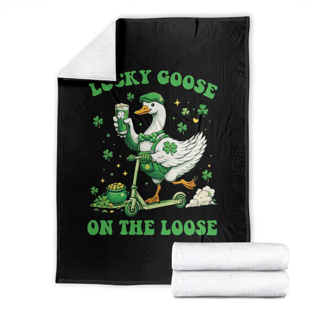 Funny Irish Goose Lover Throw Blanket Lucky Goose On The Loose TS12 Black Print Your Wear
