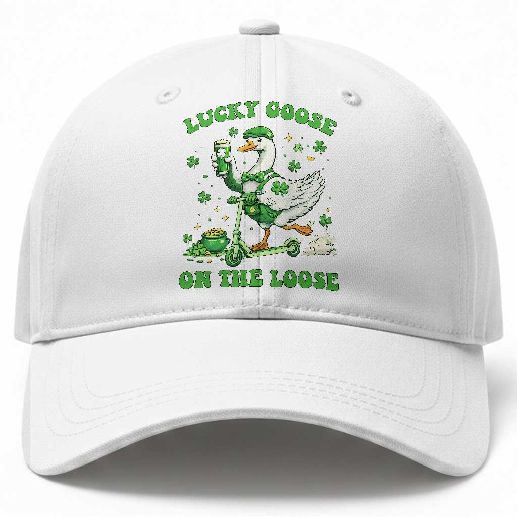 Funny Irish Goose Lover Baseball Cap Lucky Goose On The Loose TS12 Print Your Wear