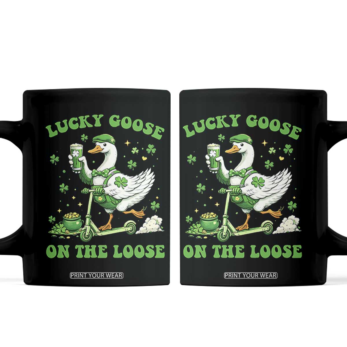 Funny Irish Goose Lover Coffee Mug Lucky Goose On The Loose TS12 Black Print Your Wear